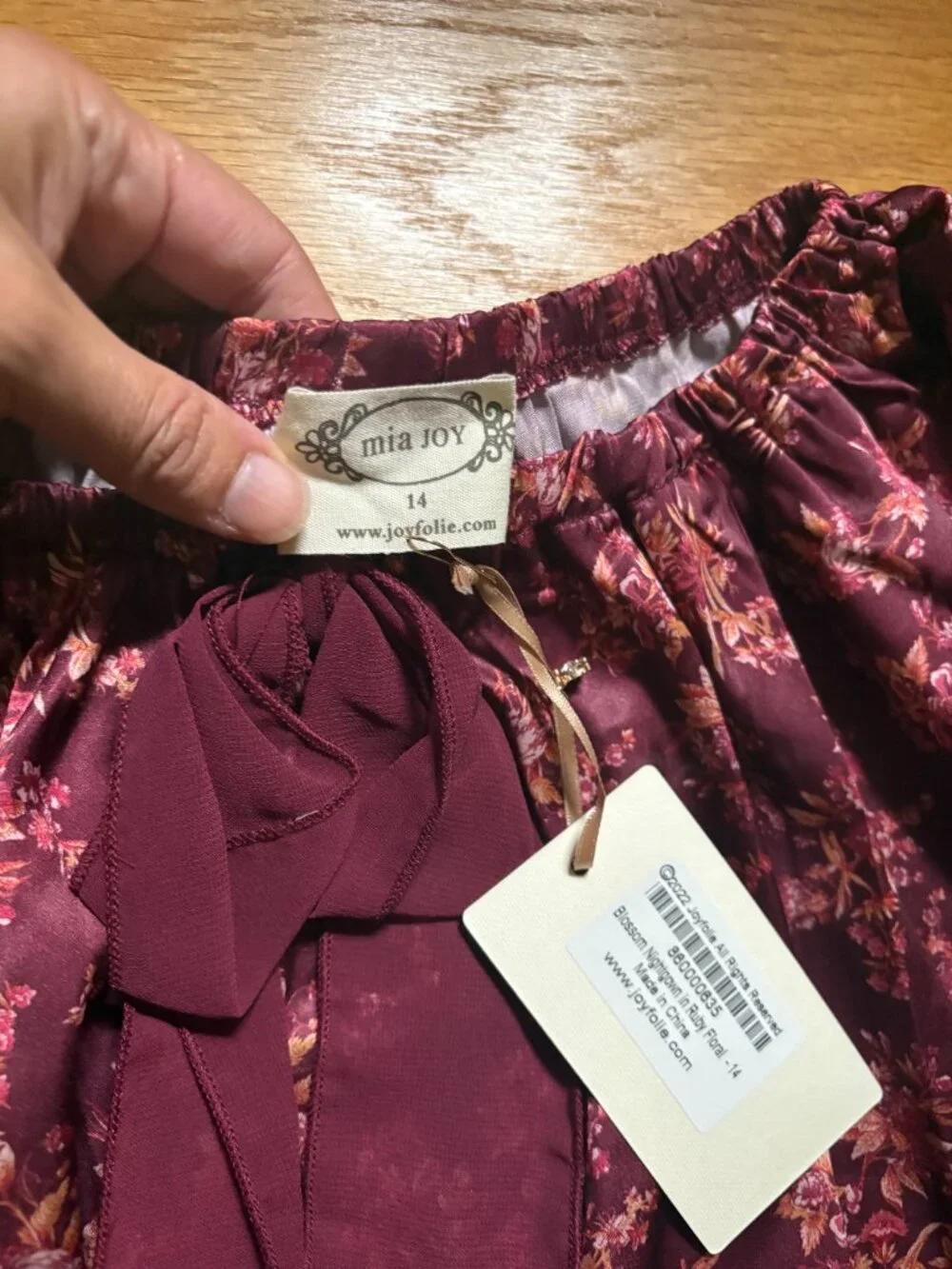 NWT Joyfolie/Mia Joy Blossom Nightgown in Ruby Floral